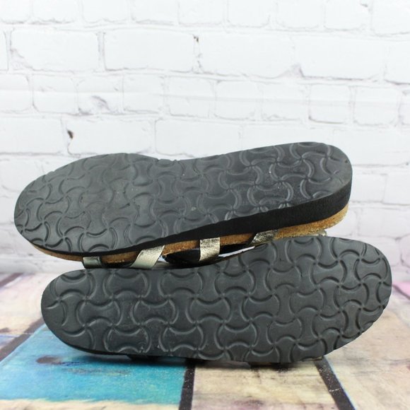 Naot Silver Leather Two Adjustable Strap Open Toe Slide Sandals Size 11 - Picture 7 of 9